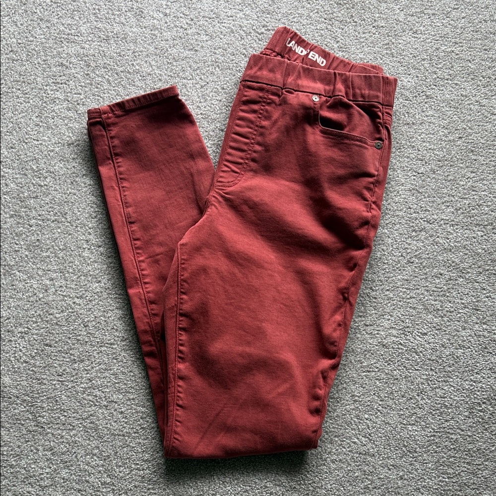Lands' End Red Semi High Rise Pull On Skinny Jeans